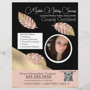 Notary Mobile Services Photo Pink Black QR FLYER 