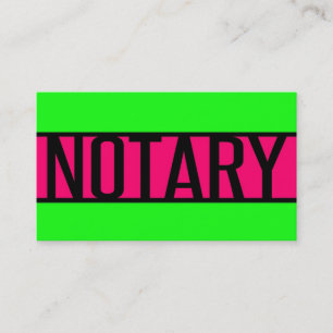Notary Neon Green and Hot Pink Business Card