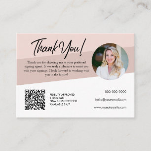 Notary Pastel Rose Loan Signing Thank You Business Business Card