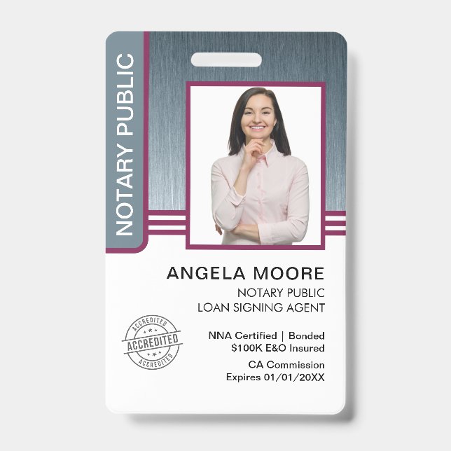 Notary Public Badges ID Badge (Front)