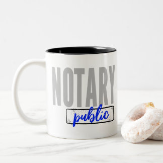 Notary Public Big Font Faded Black with Blue Two-Tone Coffee Mug