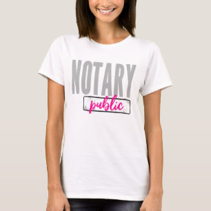 Notary Public Big Font Faded Black with Fuchsia T-Shirt