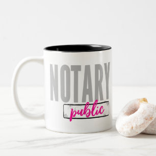 Notary Public Big Font Faded Black with Fuchsia Two-Tone Coffee Mug