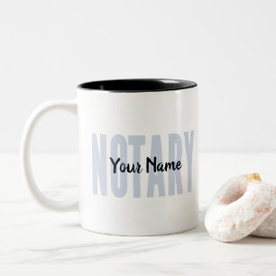 Notary Public Big Font Faded Blue Customized Two-Tone Coffee Mug