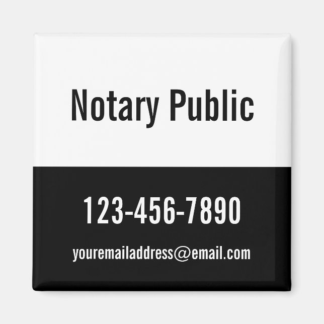 Notary Public Black and White Promotional Template Magnet (Front)
