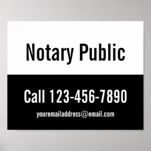 Notary Public Black and White Template Poster