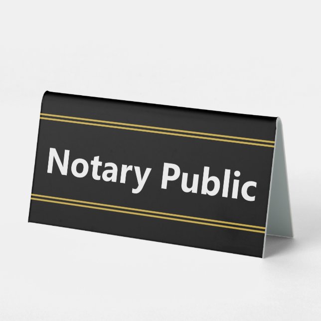 Notary Public Black White Gold Title Text Template (Front)