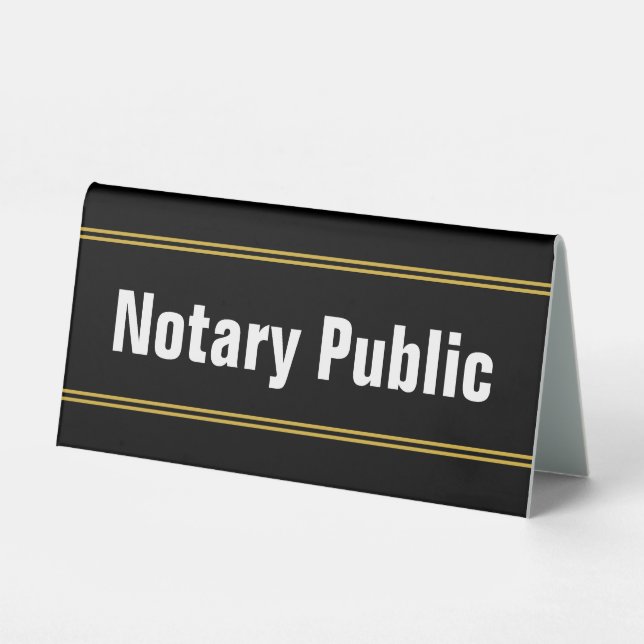 Notary Public Black White Gold Title Text Template (Front)