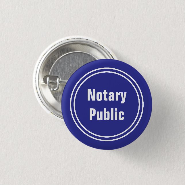 Notary Public Blue and White Text Template 3 Cm Round Badge (Front & Back)
