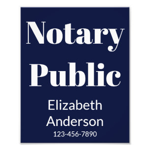 Notary Public Blue Name Phone Number Window Sign