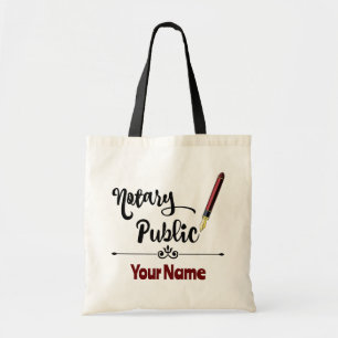 Notary Public Burgundy Ink Pen Customised Name Tote Bag