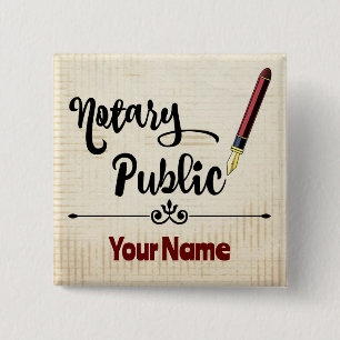 Notary Public Burgundy Ink Pen Customized Name 15 Cm Square Badge