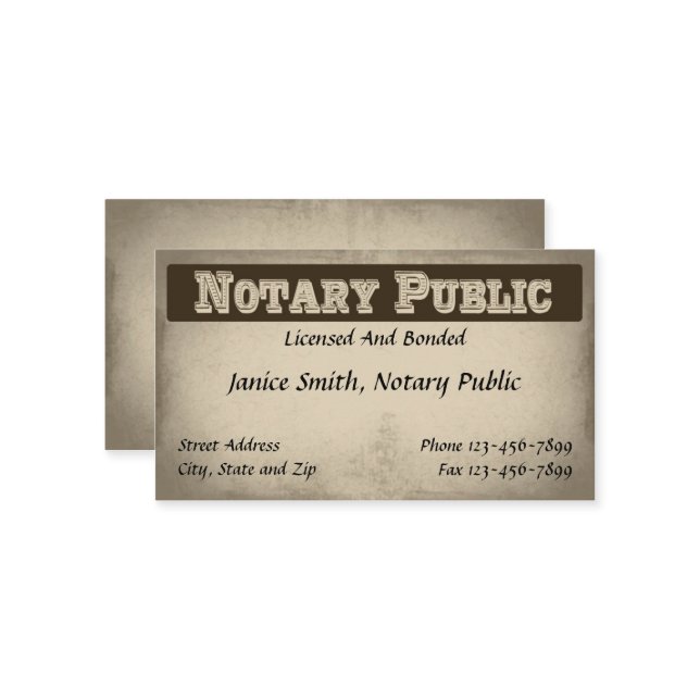 Notary Public Business Card (Front/Back In Situ)