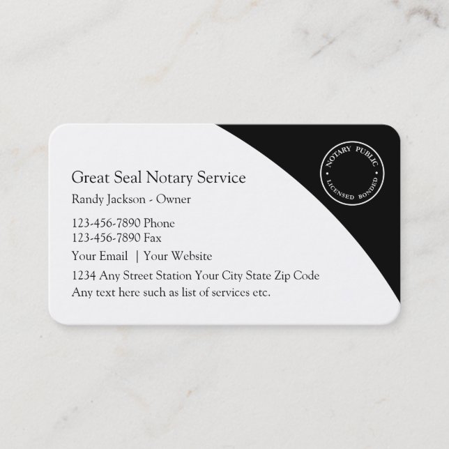 Notary Public Business Cards (Front)