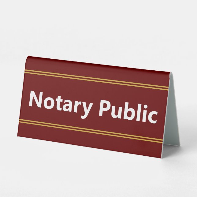 Notary Public Dark Red White Title Text Template (Front)