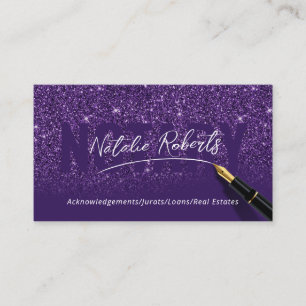 Notary Public Deep Purple Elegant Signature Business Card