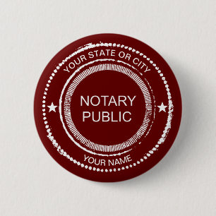 Notary Public Distressed Seal City Name Customised 6 Cm Round Badge