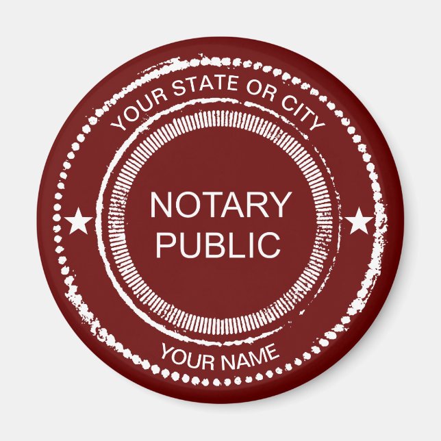 Notary Public Distressed Seal City Name Customised Magnet (Front)