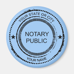 Notary Public Distressed Seal City Name Customised Magnet