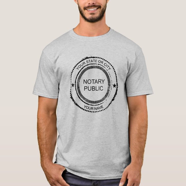 Notary Public Distressed Seal City Name Customised T-Shirt (Front)