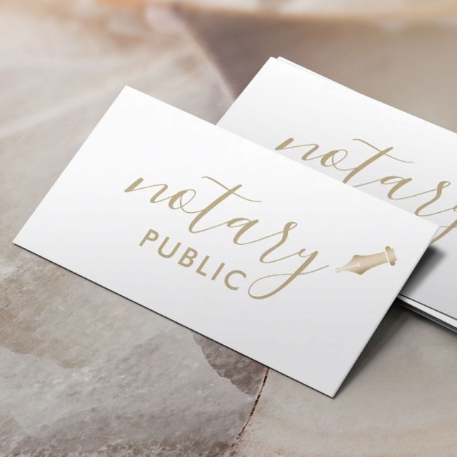 Notary Public Elegant Gold Typography Plain Business Card (Creator Uploaded)