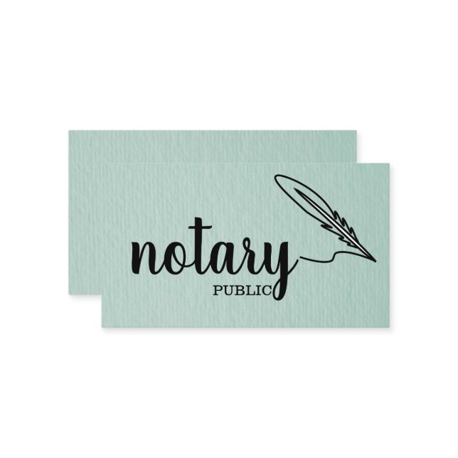 Notary Public Elegant Script Plain Black &  White Business Card (Front/Back In Situ)