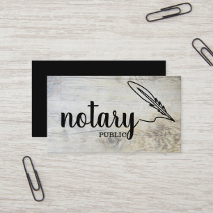 Notary Public Elegant Script Plain Black & White Business Card