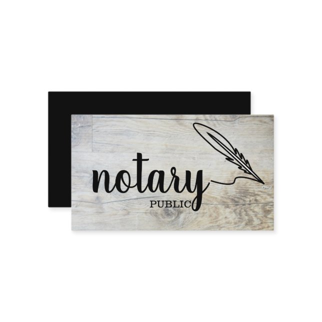 Notary Public Elegant Script Plain Black &  White Business Card (Front/Back In Situ)