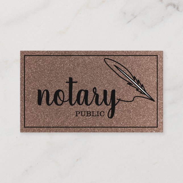 Notary Public Elegant Script Plain Black &  White  Business Card (Front)