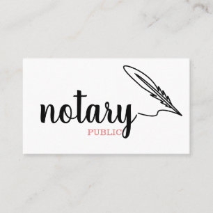 Notary Public Elegant Script Plain Black &  White  Business Card