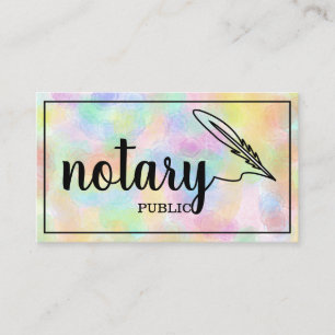 Notary Public Elegant Script Plain Black &  White  Business Card
