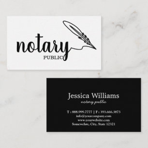 Notary Public Elegant Script Plain Black &  White Business Card