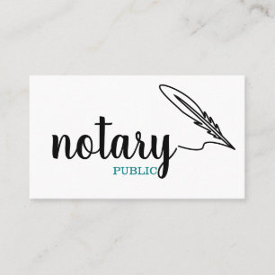 Notary Public Elegant Script Plain Black & White Business Card