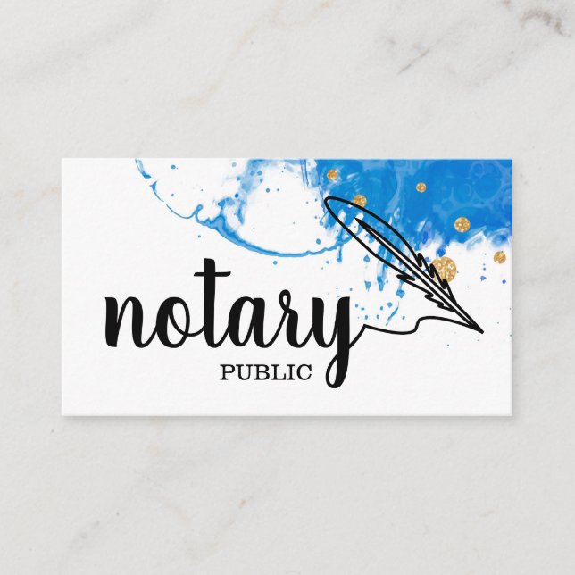 Notary Public Elegant Script Plain Black &  White  Business Card (Front)
