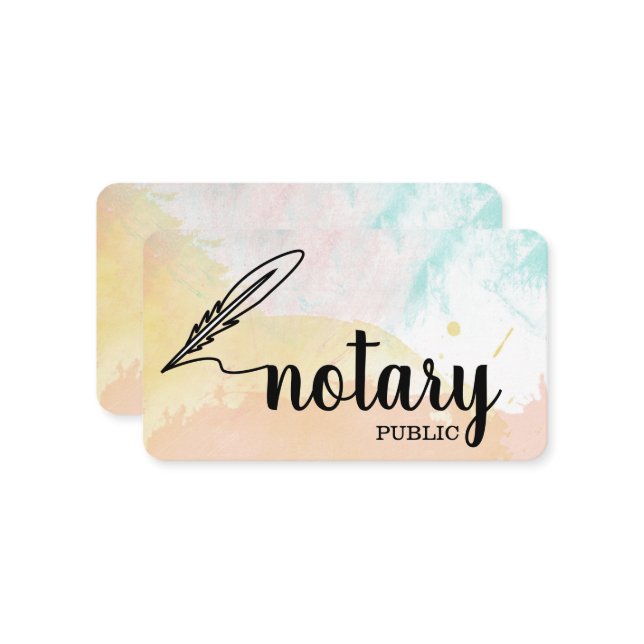 Notary Public Elegant Script Plain Business Card (Front/Back In Situ)