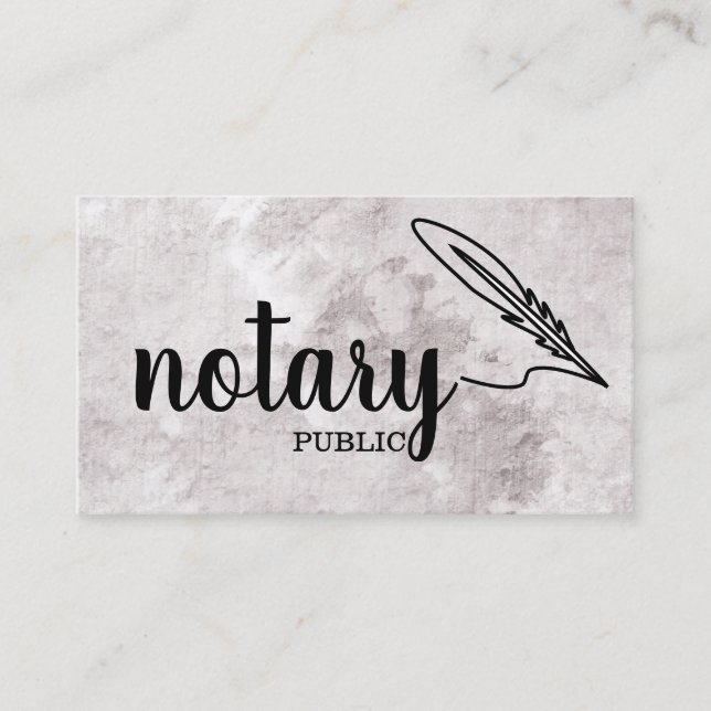 Notary Public Elegant Script Plain Business Card (Front)