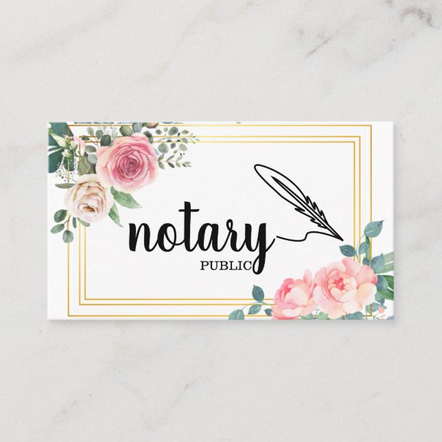 Notary Public Elegant Script Plain Business Card (Front)