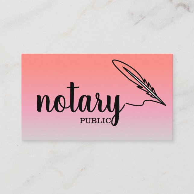 Notary Public Elegant Script Plain  Business Card (Front)