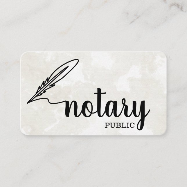 Notary Public Elegant Script Plain Business Card (Front)