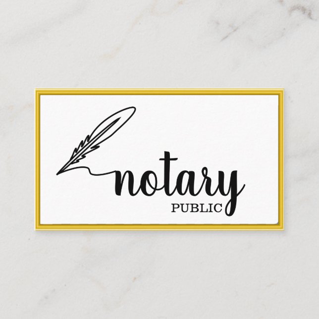 Notary Public Elegant Script Plain Business Card (Front)