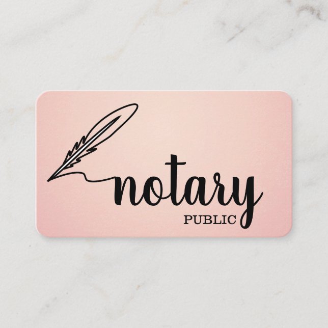 Notary Public Elegant Script Plain Business Card (Front)