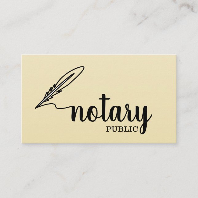 Notary Public Elegant Script Plain Business Card (Front)