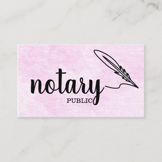 Notary Public Elegant Script Plain Business Card (Front)