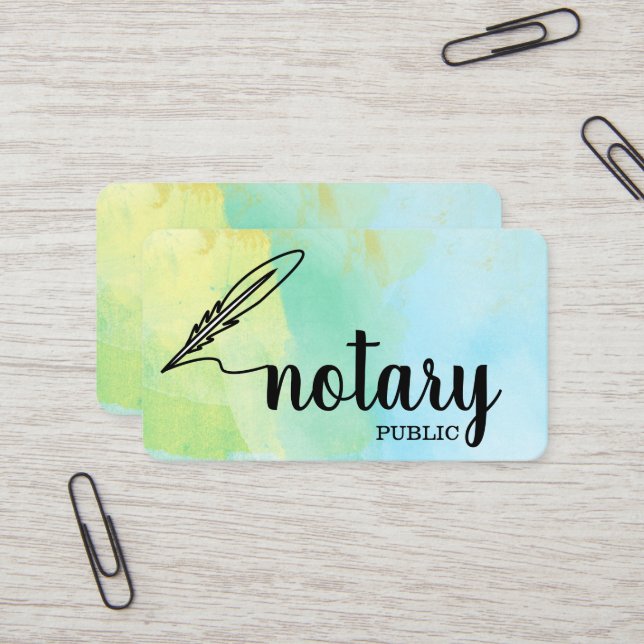 Notary Public Elegant Script Plain Business Card (Front/Back In Situ)