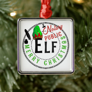 Notary Public Elf Christmas Metal Ornament