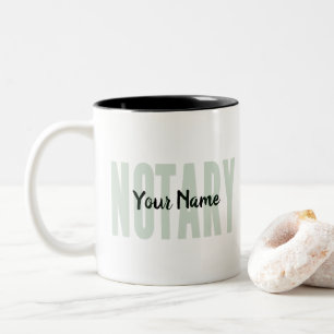 Notary Public Faded Green Big Font Customised Two-Tone Coffee Mug