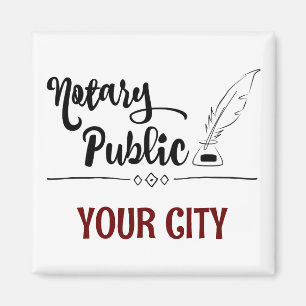 Notary Public Feather Quill Your City Customised Magnet