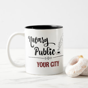 Notary Public Feather Quill Your City Customised Two-Tone Coffee Mug