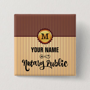 Notary Public Gold Seal Monogram Name Customised 15 Cm Square Badge