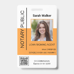 Notary Public ID photo office worker yellow Badge